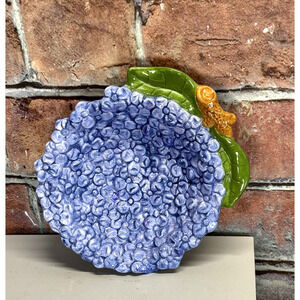 Rare HTF Vintage 1990s Hollywood Regency Hydrangea Catchall Trinket Candy Dish